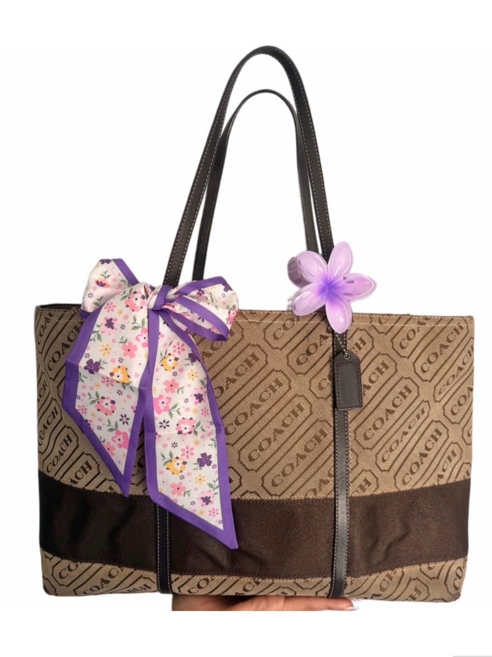 Y2K Coach Lozenge Tote Shoulder Bag Vintage 💜
